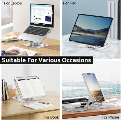 2-in-1 Adjustable Laptop Stand with Phone Holder - Ergonomic Carbon Steel Desk Riser