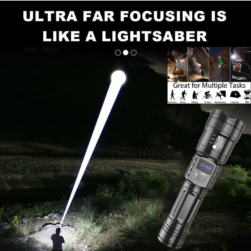 🔦 Digital Display Telescoping Zoom Flashlight