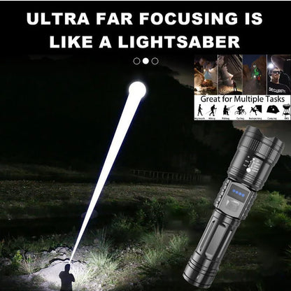 🔦 Digital Display Telescoping Zoom Flashlight