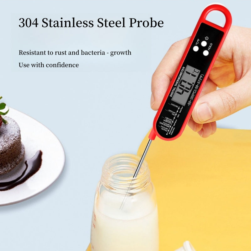Folding Food Thermometer BBQ Meat Kitchen Thermometer, Baking Milk Water Thermometer（-50~300℃）