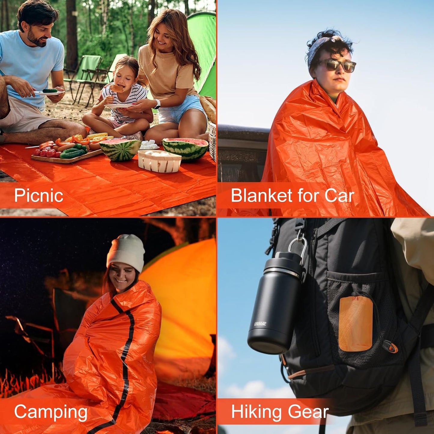 2-Pack Emergency Bivvy Sack - Waterproof Thermal Mylar Survival Sleeping Bag for Camping, Hiking & Car Emergency Kits