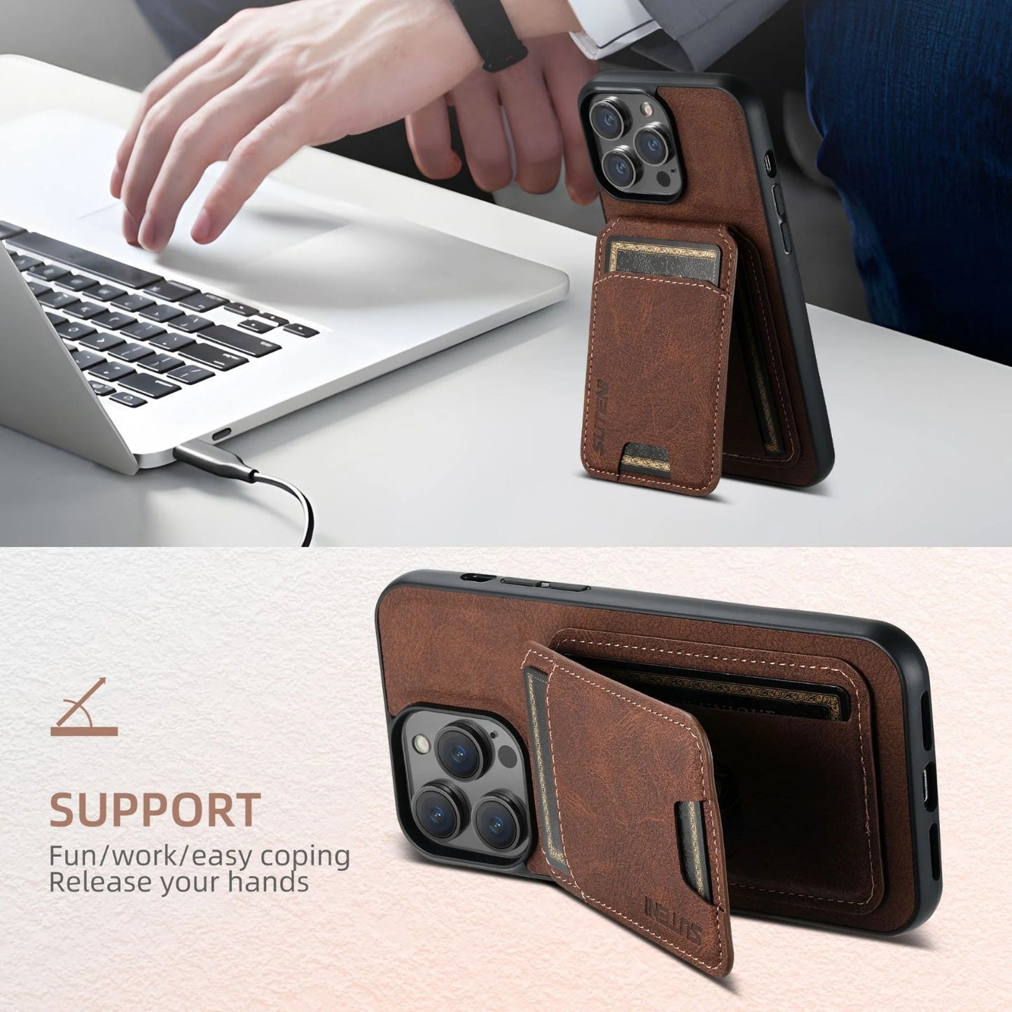Suitable for iPhone 13/14/15/16 Series Magnetic Card Holder Protective Case