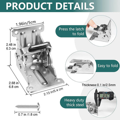 Heavy-Duty Folding Table Leg Brackets with Self-Locking Hinges