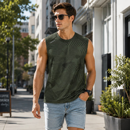 Men's Camo Print Quick-Dry Tank Top – Breathable Summer Sleeveless Shirt
