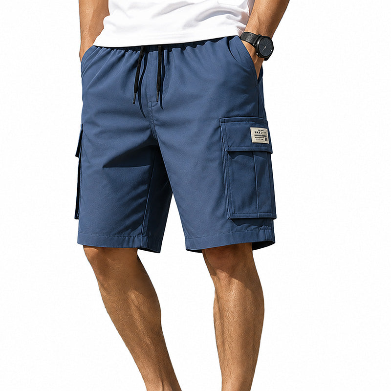Men's Elastic Waist Cargo Shorts - Casual Summer Drawstring Work Hiking Outdoor Shorts with Multi-Pocket