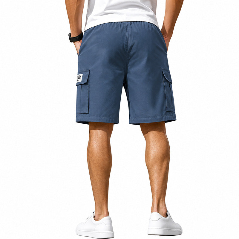 Men's Elastic Waist Cargo Shorts - Casual Summer Drawstring Work Hiking Outdoor Shorts with Multi-Pocket