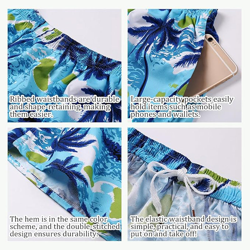 Lightweight Quick Dry Loose Fit Men's Beach Shorts(2 PCS)