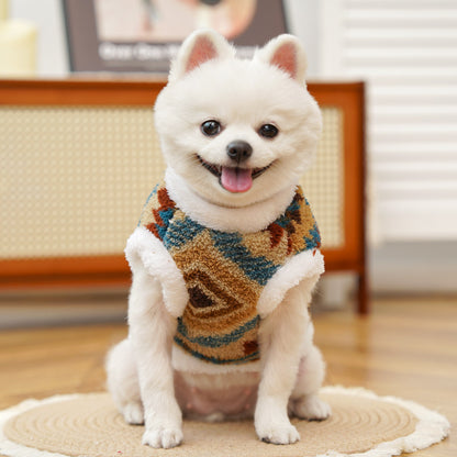 Fair Isle Style Pet Clothes - Warm Fleece Outfit for Cats & Dogs