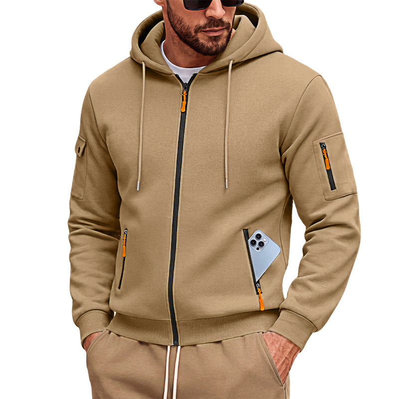 Men's Brushed Fleece Full-Zip Hoodie — Midweight Soft Layer with Zip Pockets