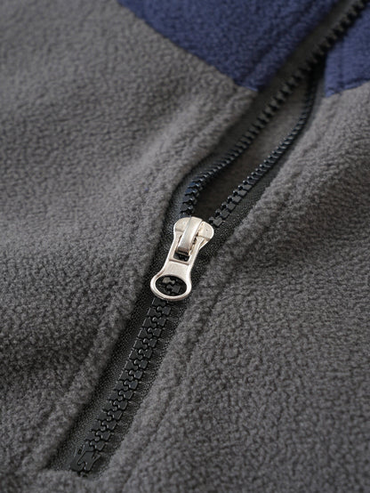 Men's Quarter-Zip Fleece Pullover with Sleeve Pocket
