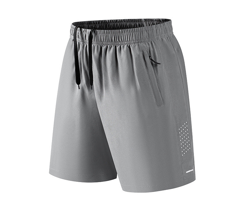 Men's Quick-Dry Athletic Shorts, Breathable Elastic Workout Shorts, Lightweight Running & Gym Shorts with Zipper Pockets, Casual Summer Sports Shorts for Outdoor Activities