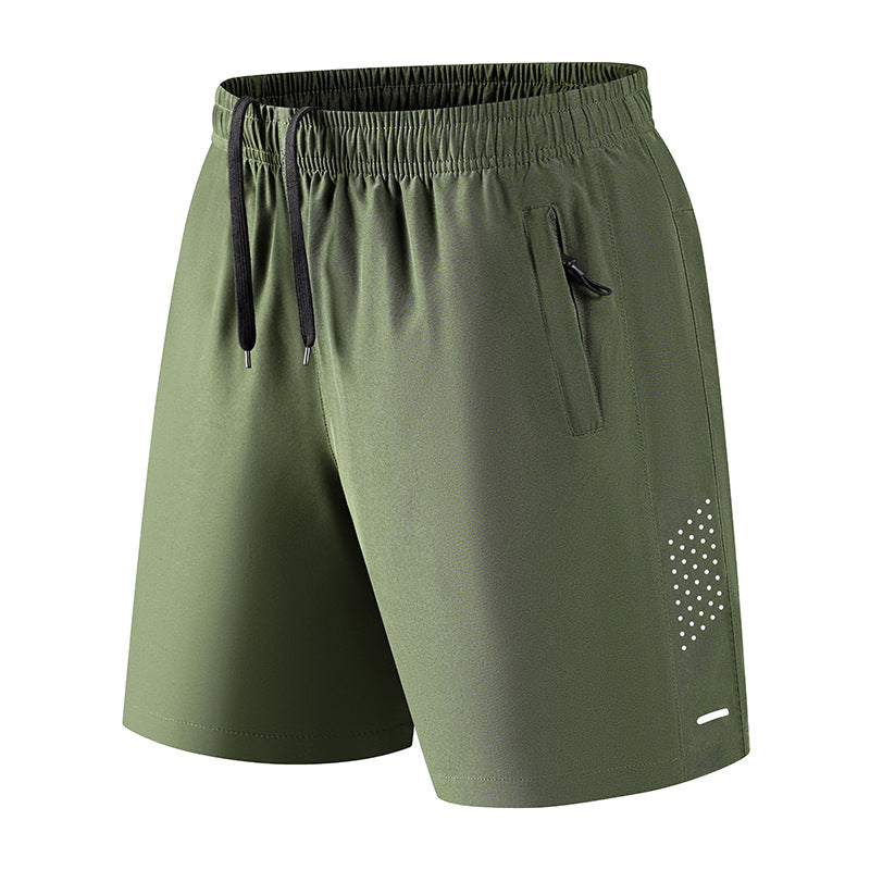 Men's Quick-Dry Athletic Shorts, Breathable Elastic Workout Shorts, Lightweight Running & Gym Shorts with Zipper Pockets, Casual Summer Sports Shorts for Outdoor Activities