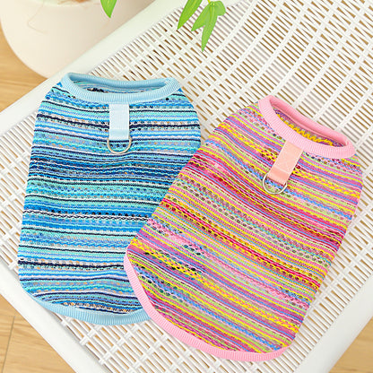 Summer Breeze Striped Pet Harness Shirt