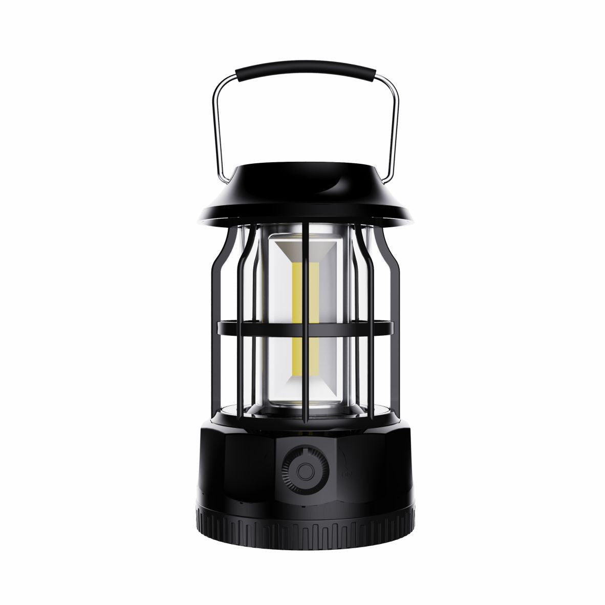 Vintage Retro LED Camping Lantern with Solar Panel & Dimmable Knob - COB Portable Tent Light