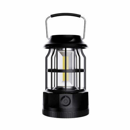 Vintage Retro LED Camping Lantern with Solar Panel & Dimmable Knob - COB Portable Tent Light