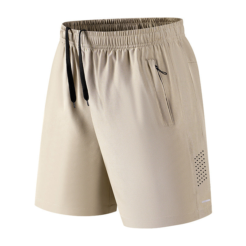 Men's Quick-Dry Athletic Shorts, Breathable Elastic Workout Shorts, Lightweight Running & Gym Shorts with Zipper Pockets, Casual Summer Sports Shorts for Outdoor Activities