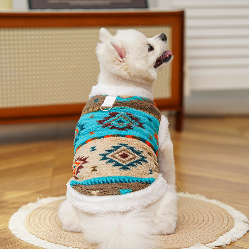 Fair Isle Style Pet Clothes - Warm Fleece Outfit for Cats & Dogs