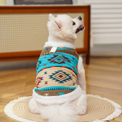 Fair Isle Style Pet Clothes - Warm Fleece Outfit for Cats & Dogs
