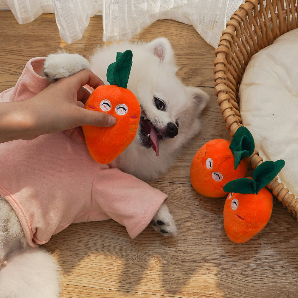 Squeaky Chicken Leg/Carrot Dog Chew Toy
