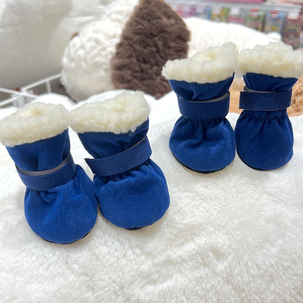 4PCS Plush Lined Dog Snow Boots-Warm, Secure & Winter-Ready Protection for Your Pet