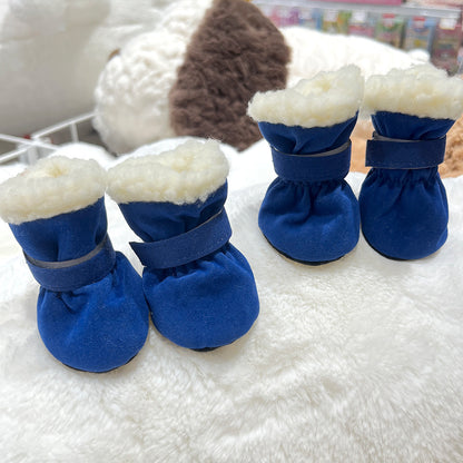 4PCS Plush Lined Dog Snow Boots-Warm, Secure & Winter-Ready Protection for Your Pet