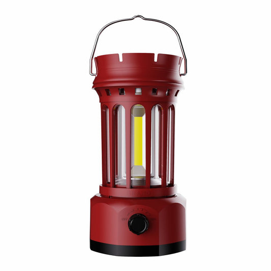Vintage Retro LED Camping Lantern with Solar Panel & Dimmable Knob - COB Portable Tent Light