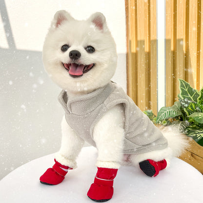 4PCS Plush Lined Dog Snow Boots-Warm, Secure & Winter-Ready Protection for Your Pet