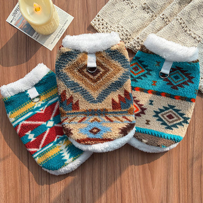 Fair Isle Style Pet Clothes - Warm Fleece Outfit for Cats & Dogs