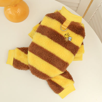 Cute Fluffy Bee Pet Costume - Warm Fleece Dog/Cat Outfit