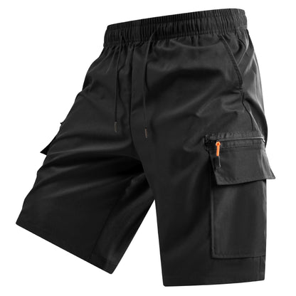 Men's Elastic Waist Cargo Shorts, Summer Breathable Multi-Pocket Casual Shorts for Outdoor & Daily