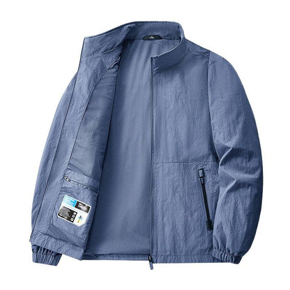 Men’s Lightweight Stand Collar Jacket – Casual Zip Outerwear