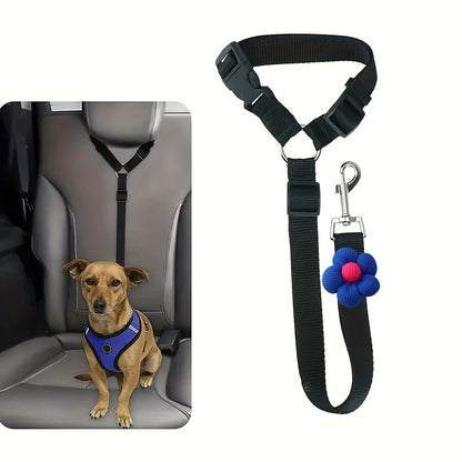 Retractable Pet Car Seat Belt - Flower Headrest Tether for Dogs & Cats