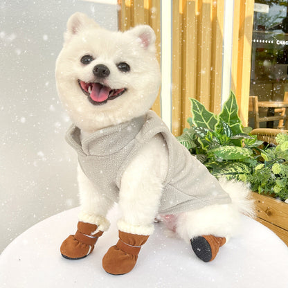 4PCS Plush Lined Dog Snow Boots-Warm, Secure & Winter-Ready Protection for Your Pet