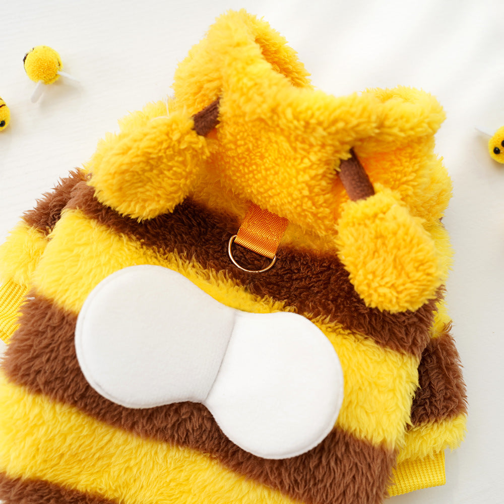 Cute Fluffy Bee Pet Costume - Warm Fleece Dog/Cat Outfit