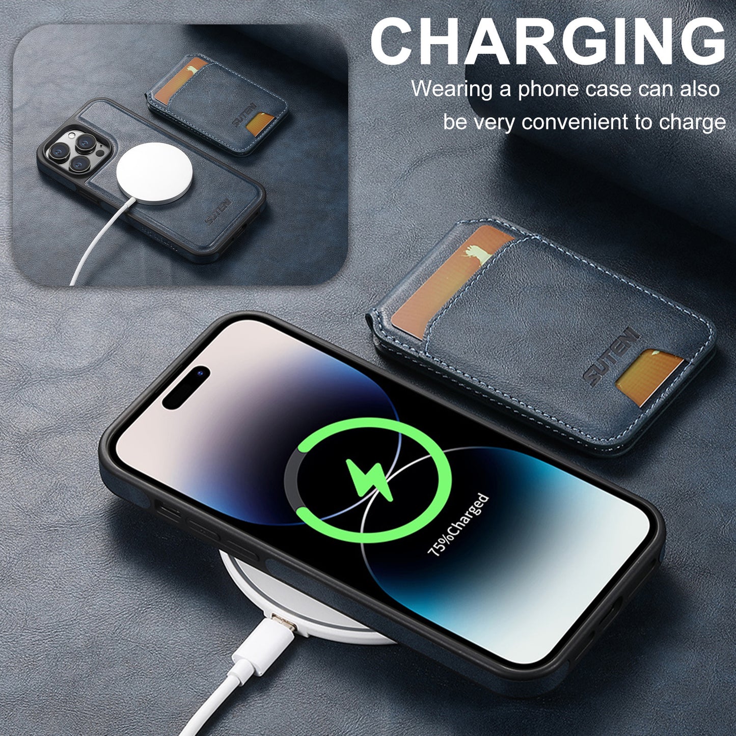 Suitable for iPhone 12/13/14/15/16 Series 2-in-1 MagSafe Magnetic Wireless Charging Card Holder Mobile Phone Case