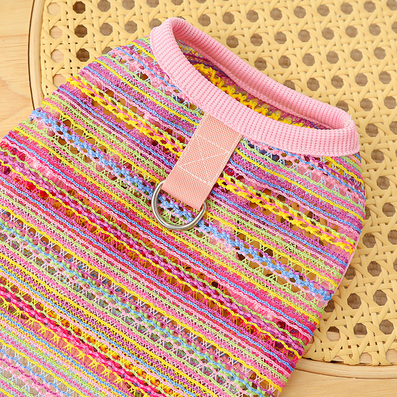 Summer Breeze Striped Pet Harness Shirt