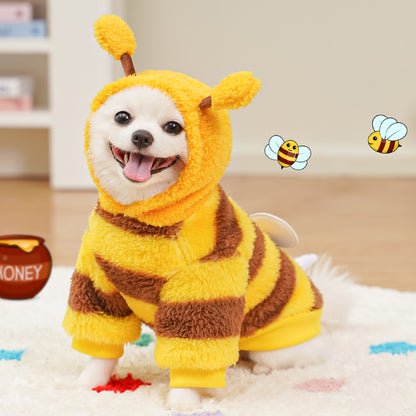 Cute Fluffy Bee Pet Costume - Warm Fleece Dog/Cat Outfit