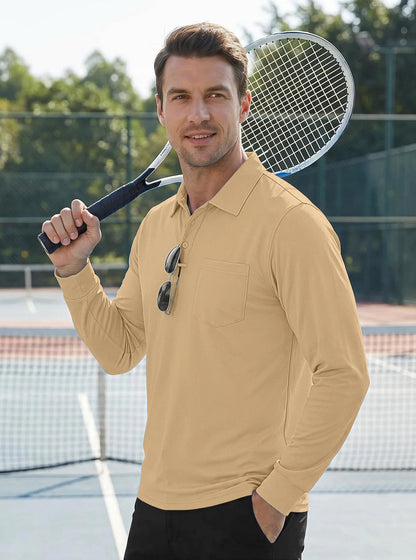 Men's Quick-Dry Birdseye Long-Sleeve Polo