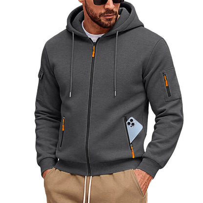 Men's Brushed Fleece Full-Zip Hoodie — Midweight Soft Layer with Zip Pockets
