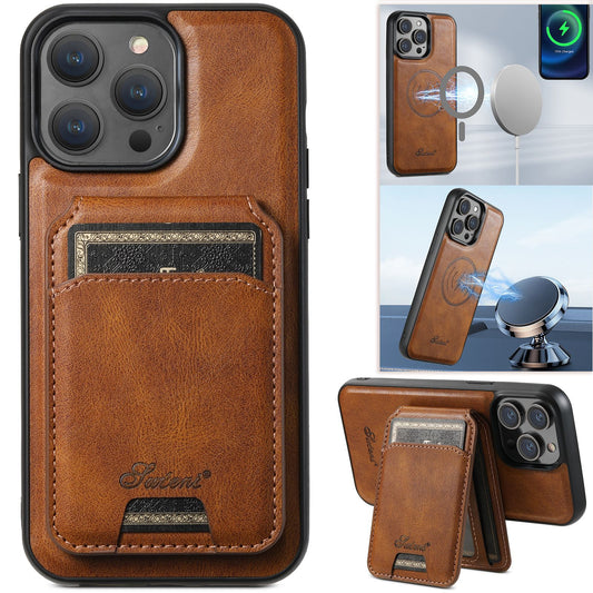 Suitable for iPhone 13/14/15/16 Series Magnetic Card Bag + Phone Case  Support MagSafe Wireless Charging