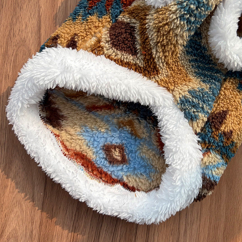 Fair Isle Style Pet Clothes - Warm Fleece Outfit for Cats & Dogs