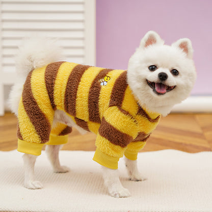 Cute Fluffy Bee Pet Costume - Warm Fleece Dog/Cat Outfit