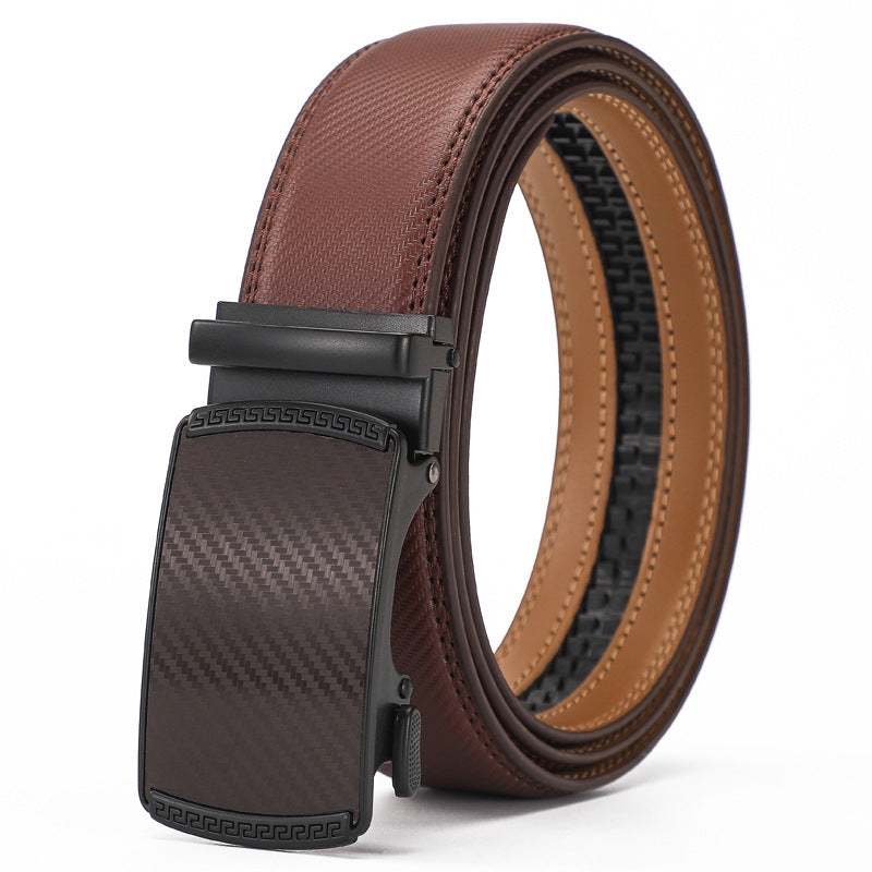 Men’s Leather Ratchet Belt with Automatic Adjustable Buckle