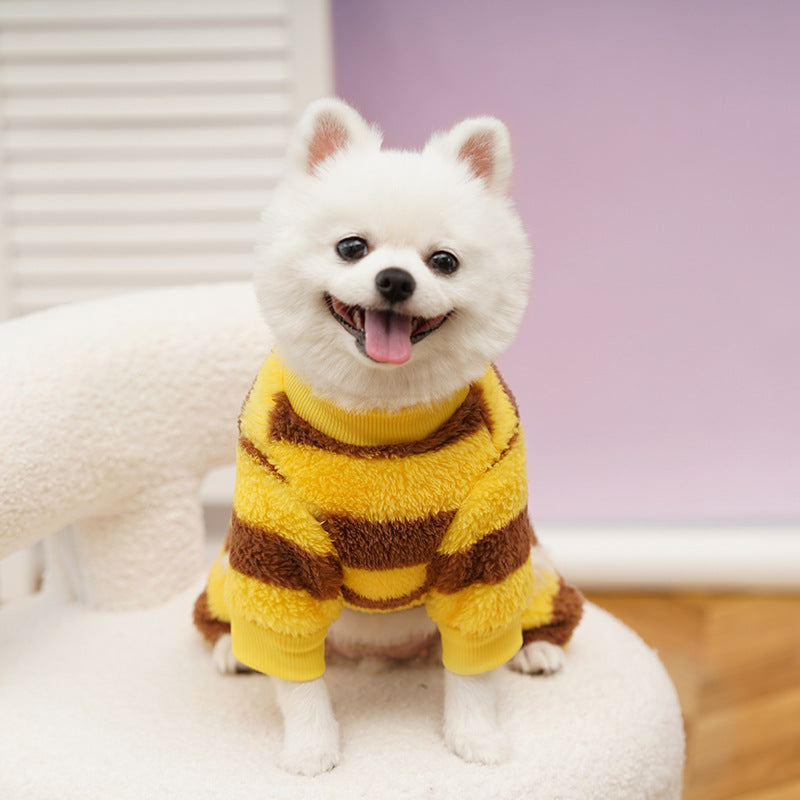 Cute Fluffy Bee Pet Costume - Warm Fleece Dog/Cat Outfit