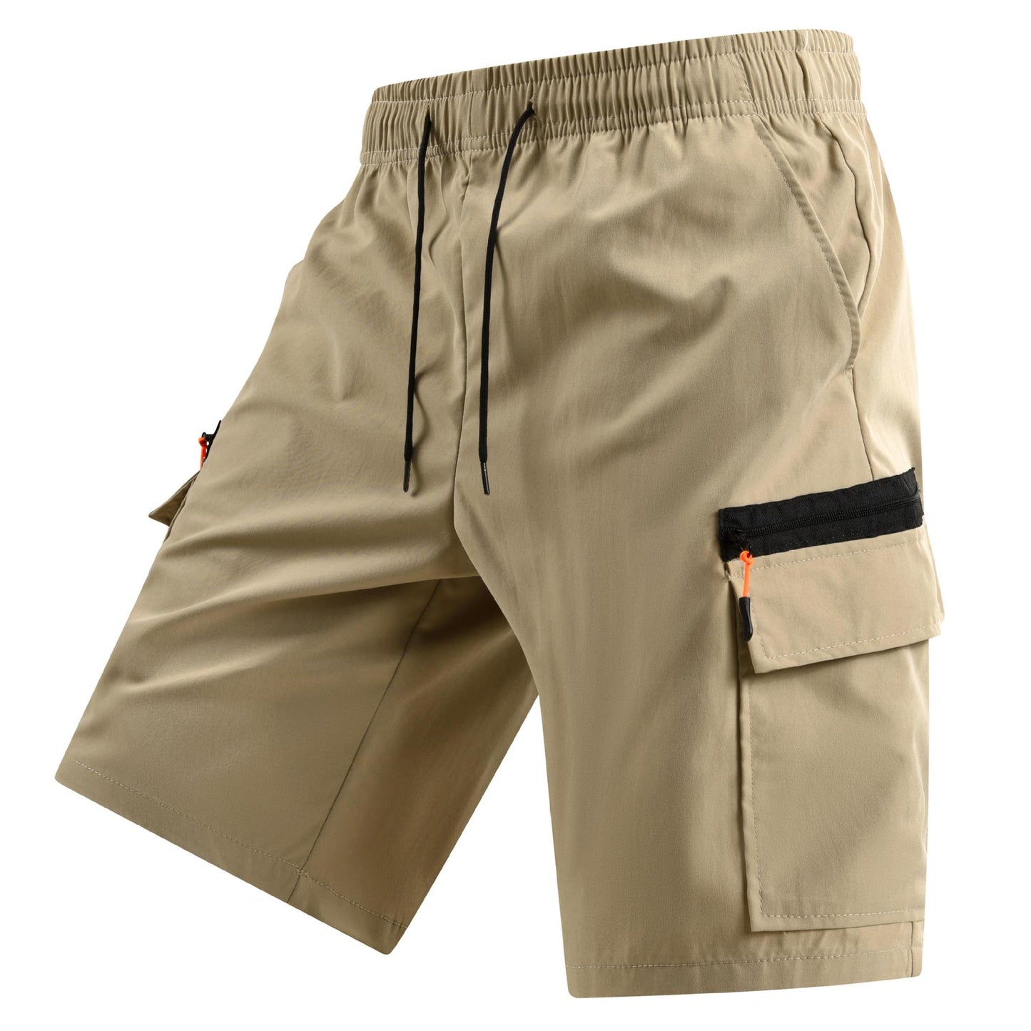 Men's Elastic Waist Cargo Shorts, Summer Breathable Multi-Pocket Casual Shorts for Outdoor & Daily