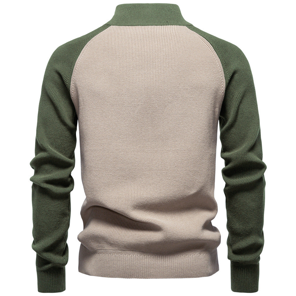 Men's Colorblock Quarter Zip Business Casual Sweater