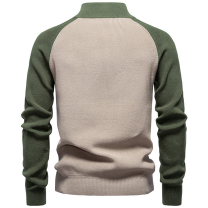 Men's Colorblock Quarter Zip Business Casual Sweater
