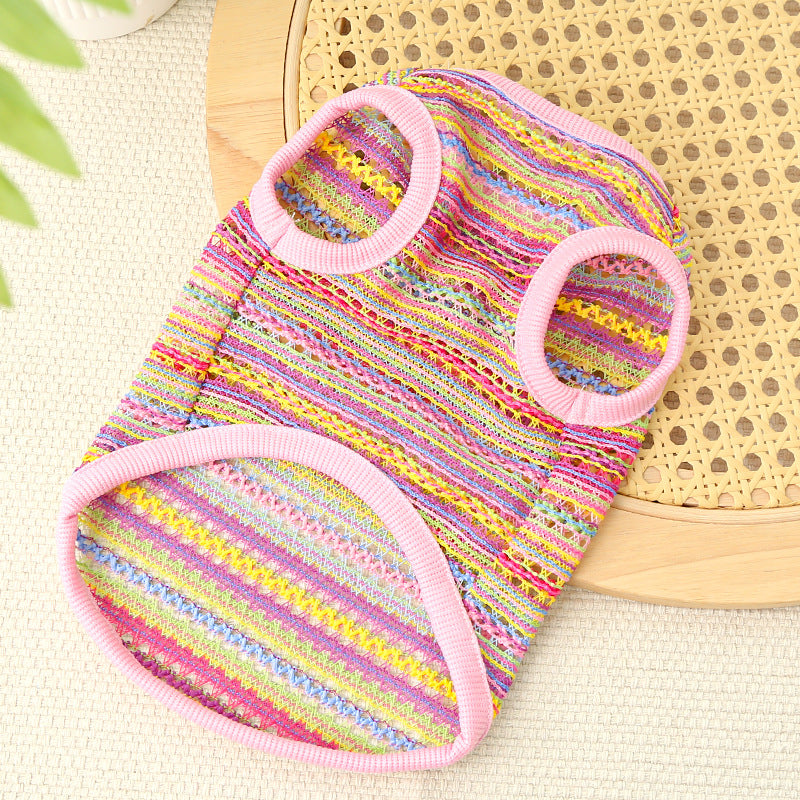 Summer Breeze Striped Pet Harness Shirt