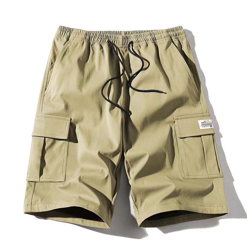 Men's Elastic Waist Cargo Shorts - Casual Summer Drawstring Work Hiking Outdoor Shorts with Multi-Pocket
