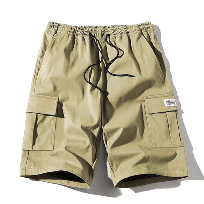 Men's Elastic Waist Cargo Shorts - Casual Summer Drawstring Work Hiking Outdoor Shorts with Multi-Pocket